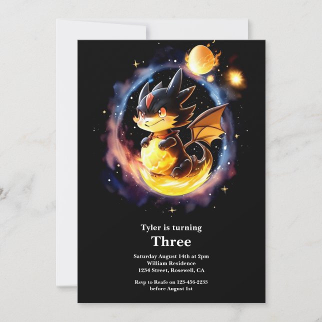 Einladung von Dragon Birthday (Vorderseite)