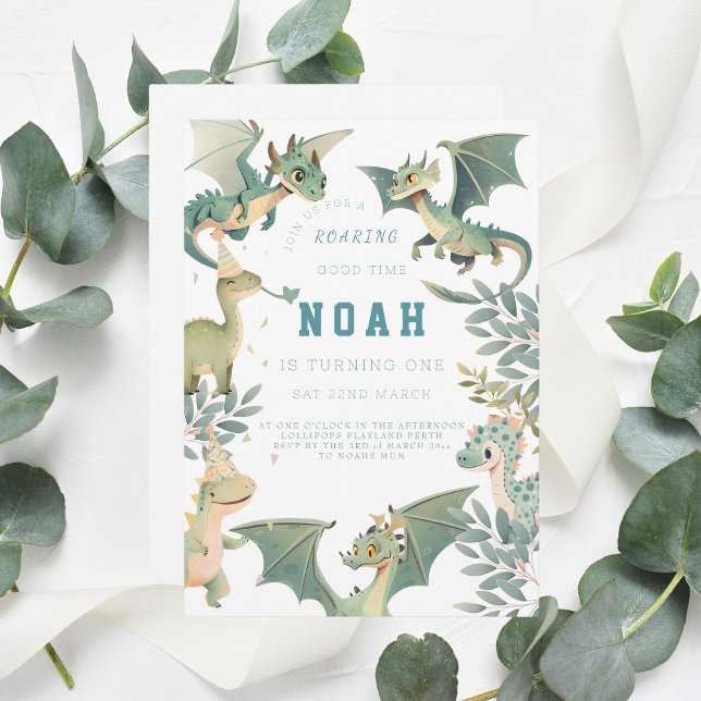 Einladung von Dragon und Dino zum ersten Geburtsta (Von Creator hochgeladen)