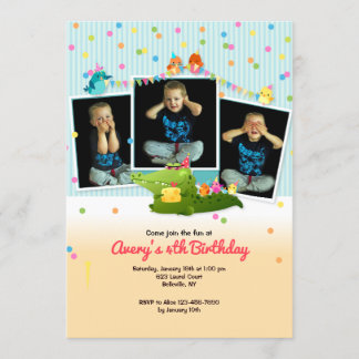 Einladung von drei Fotos Tierrahmen zum Geburtstag