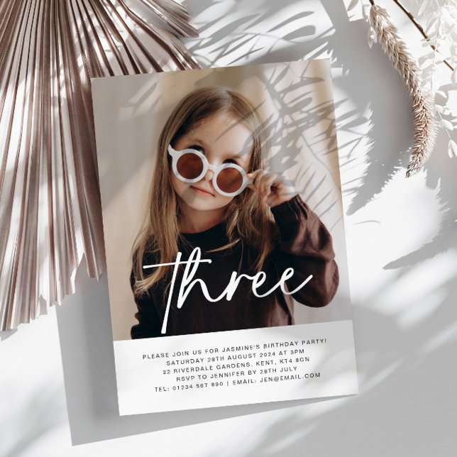 Einladung von drei Fotos zum Geburtstag (Zazzle Three Photo Birthday Invitation)