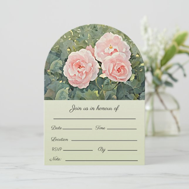 Einladung von drei Hübschen Rose (Stehend Vorderseite)