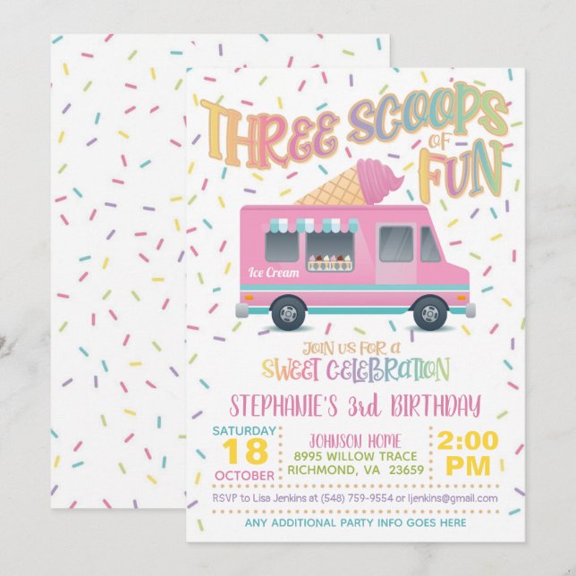 Einladung von drei Schotten zum Spaß Eiscreme zum  (Vorne/Hinten)