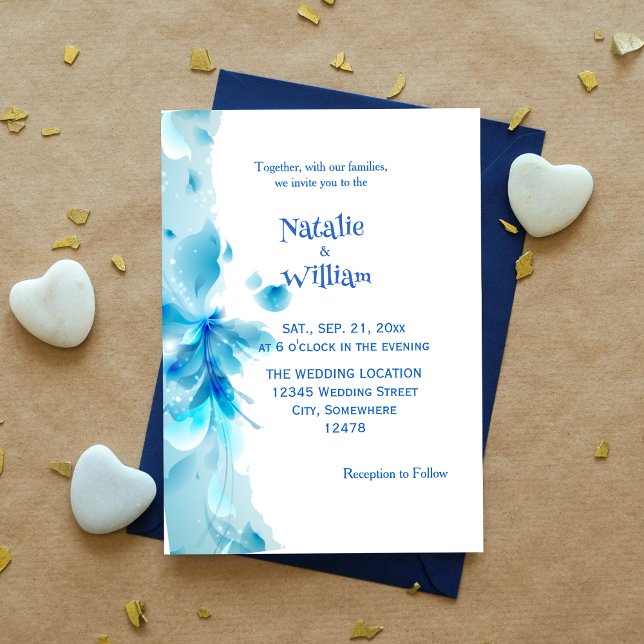 Einladung von Dusty Blue and White Floral Wedding (Von Creator hochgeladen)
