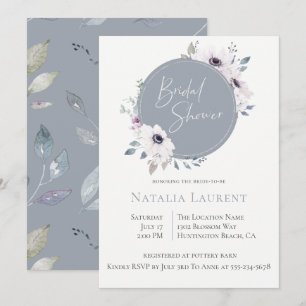 Einladung von Dusty Blue Floral Frame Bridal Dusch
