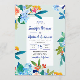 Einladung von Dusty Blue & Peach Floral Wedding