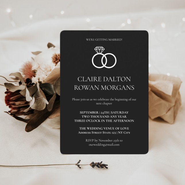 Einladung von einfachen Rings Black Wedding (Von Creator hochgeladen)