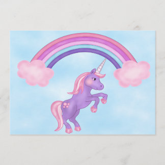 Einladung von Einhorn und Regenbogen zum Geburtsta