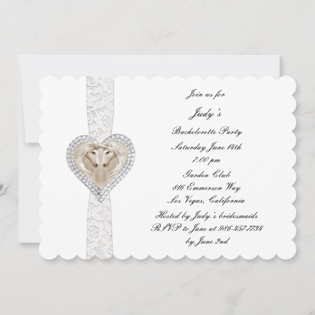 Einladung von Einhorn- und Spitzen-Junggeselinnen- (Vorderseite)