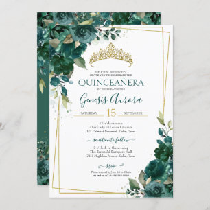 Einladung von Emerald Green Floral von Quinceañera