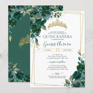 Einladung von Emerald Green Floral von Quinceañera