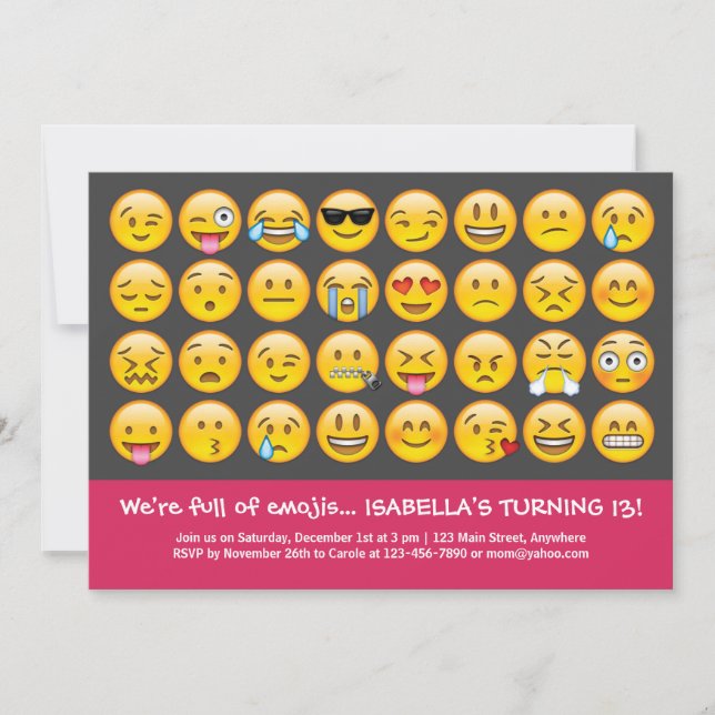 Einladung von Emoji Birthday (Vorderseite)