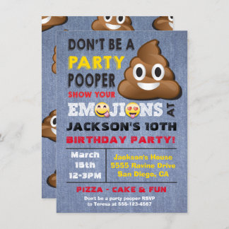 Einladung von Emoji Party Pooper Birthay