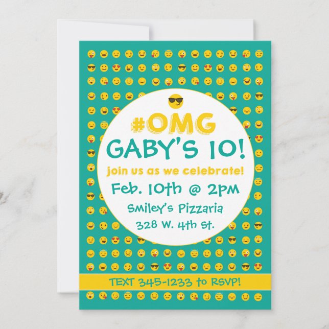 Einladung von Emoji zum Geburtstag (Vorderseite)