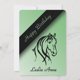 Einladung von Equine Birthday Party Green