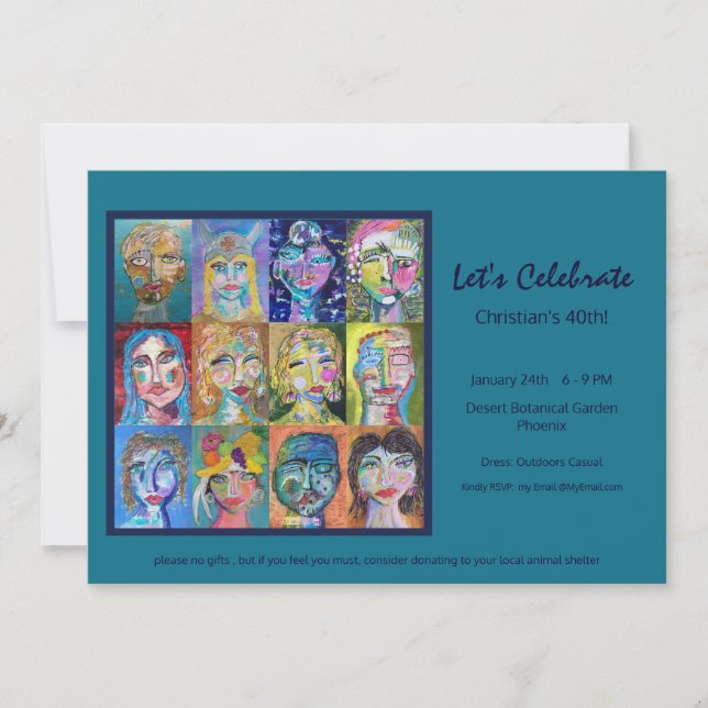 Einladung von Erwachsenen zur Geburtstagspartei (Vorderseite)