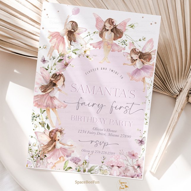 Einladung von Fairy Birthday (fairy birthday invitation, garden boho birthday invite, pink fairy birthday invite, enchanted garden)
