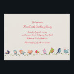 Einladung von Fethered Friends<br><div class="desc">Eine niedliche Einladung zum Geburtstag eines Mädchens, ein Mittagessen, eine Babydusche. Auf der Karte befindet sich eine Grenze von verführerischen Vögeln in all ihrem Feinschmecker auf einem langen Ast.Die Karte lässt sich leicht mit Ihrem Text, Schriftart, Schriftart, Papierform und der Auswahl von sechs Papiertypen anpassen. Nicht genau das, wonach Sie...</div>