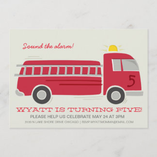 Einladung von Feuerwagen Geburtstagsparty