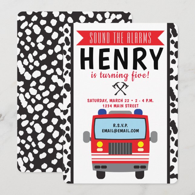 Einladung von Feuerwehrfahrzeugen zum Geburtstag (Vorne/Hinten)