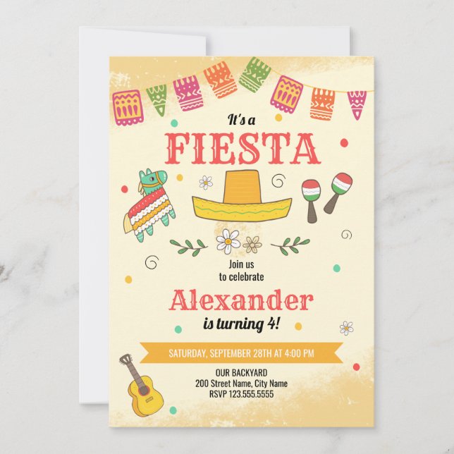 Einladung von Fiesta Birthday (Vorderseite)