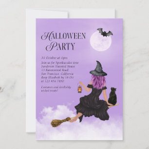Einladung von fliegenden Hexen-Halloween-Partys