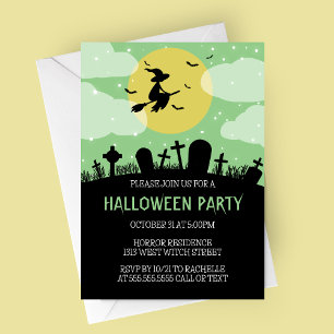 Einladung von fliegenden Hexen-Halloween-Partys