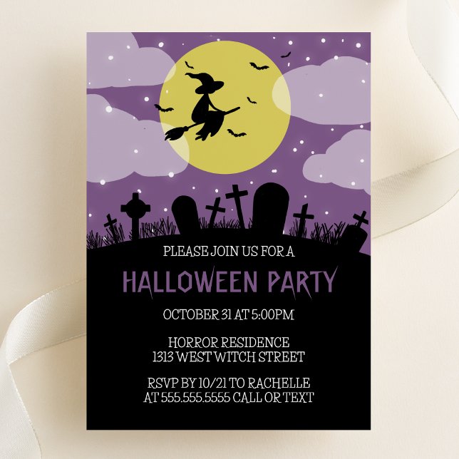Einladung von fliegenden Hexen-Halloween-Partys (Von Creator hochgeladen)