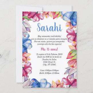 Einladung von Floral Quinceanera
