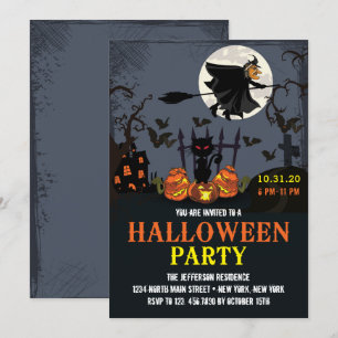 Einladung von Flying Hexe Black Halloween-Party
