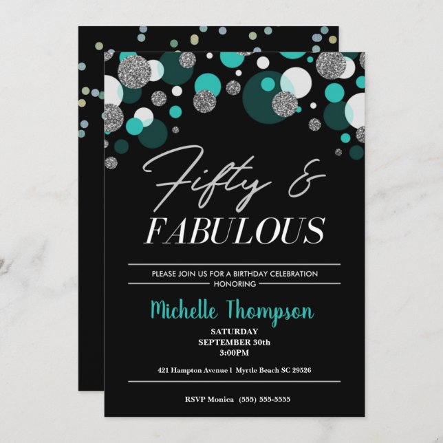 Einladung von Frauen zum 50. Geburtstag (Vorne/Hinten)