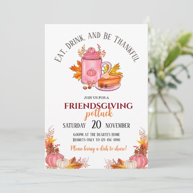 Einladung von Friendsgiving Potluck (Stehend Vorderseite)