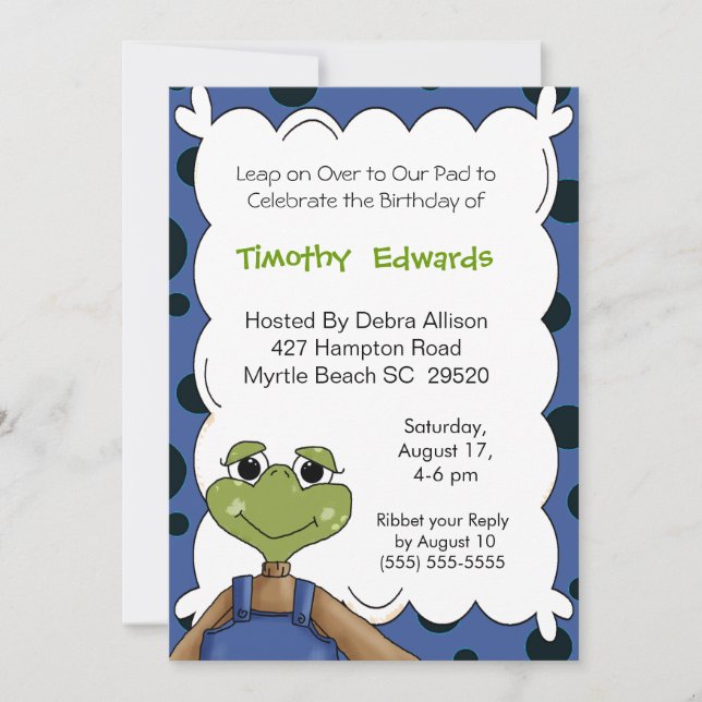 Einladung von Frosch zum Geburtstag (Vorderseite)