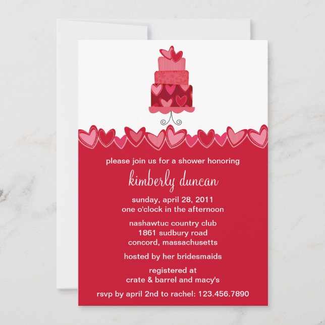 Einladung von Funky Wedding Cake Bridal Dusche (Vorderseite)