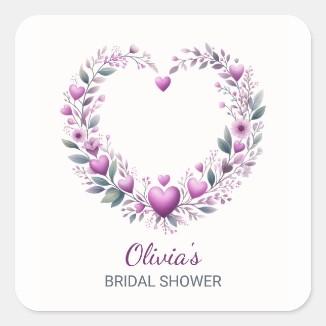 Einladung von Fuschia Pink Blumendusche Quadratischer Aufkleber (Vorderseite)