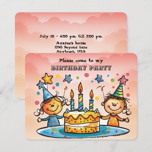 Einladung von Girl Birthday (Vorne/Hinten)