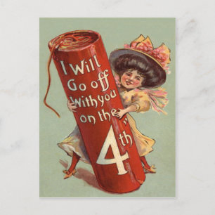 Einladung von Girl Firework Firecracker Postkarte