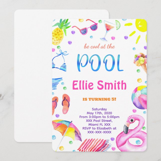 Einladung von Girl Pool (Vorne/Hinten)