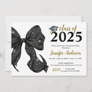 Einladung von Glamour Black/Gold Bow Graduation Pa