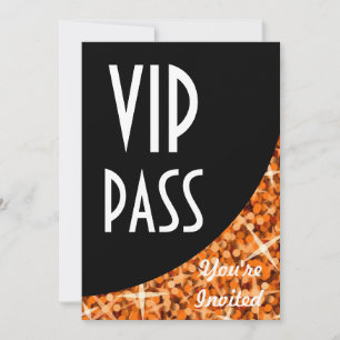 Einladung von Glitz Orange black kurve "VIP Pass"