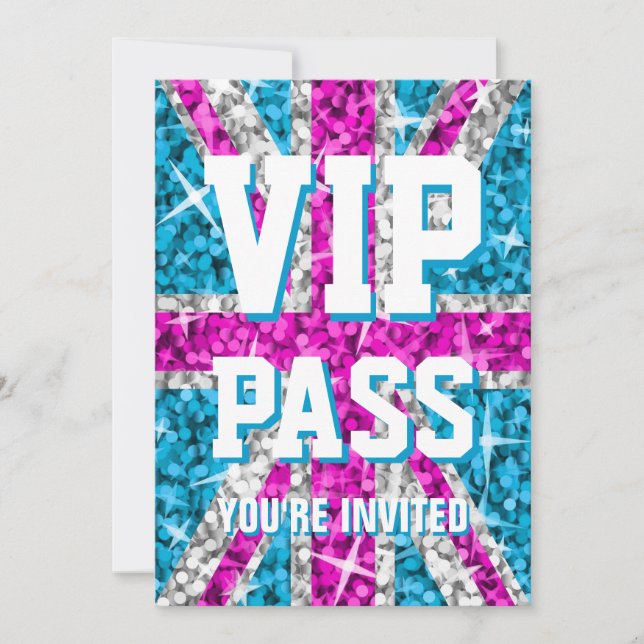 Einladung von Glitz UK Pink "VIP PASS" (Vorderseite)