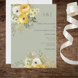 Einladung von Gold & Beige Floral auf Sage Wedding