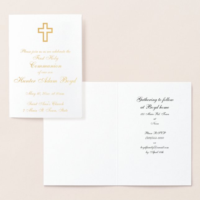 Einladung von Gold Foil Cross (Anzeige)