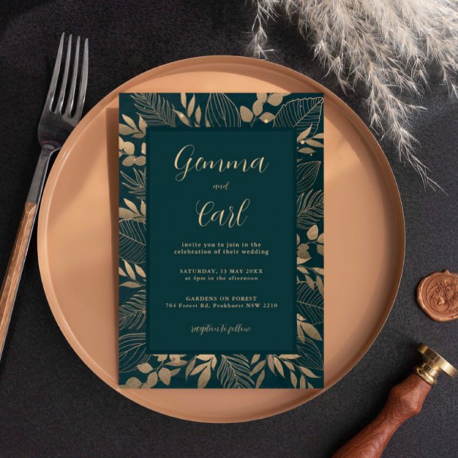 Einladung von Gold Foliage Leaf Hochzeit (Von Creator hochgeladen)