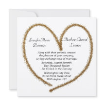 Einladung von Gold Glitzer Heart Wedding