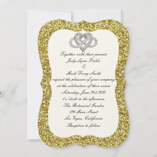 Einladung von Gold Glitzer Infinity Heart Wedding