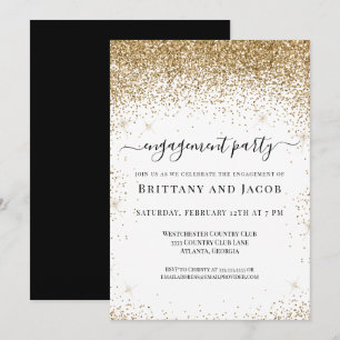 Einladung von Gold Glitzer Wedding Engagement Part