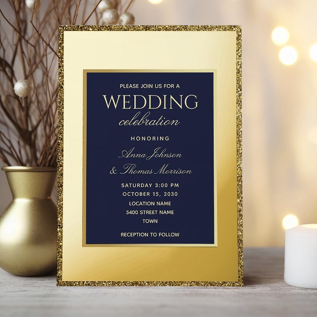 Einladung von Gold und Navy Blue Wedding Foil (Von Creator hochgeladen)