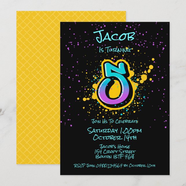 Einladung von Graffiti Spritzer (Vorne/Hinten)