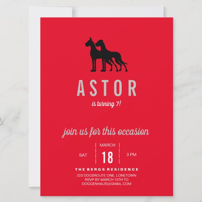 Einladung von Great Dane zum Geburtstag (Vorderseite)
