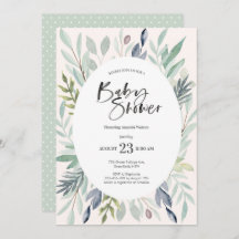 Einladung von Green Foliage Baby Shower